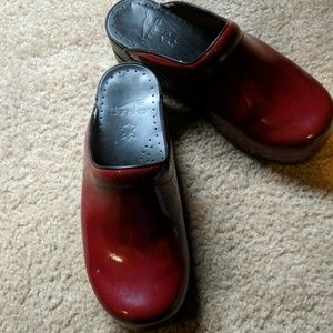 Dansko mules in Burgundy